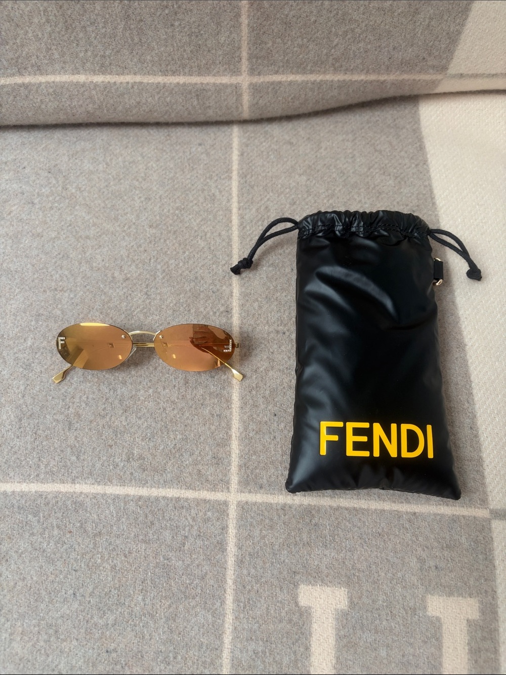 Fendi First Crystal Gold Mirror Sunglasses